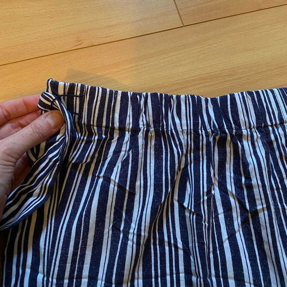 Terra & Sky Navy and White Cropped Wide Leg Pants slide-on Stripes Tie Belt 1X - Picture 5 of 9